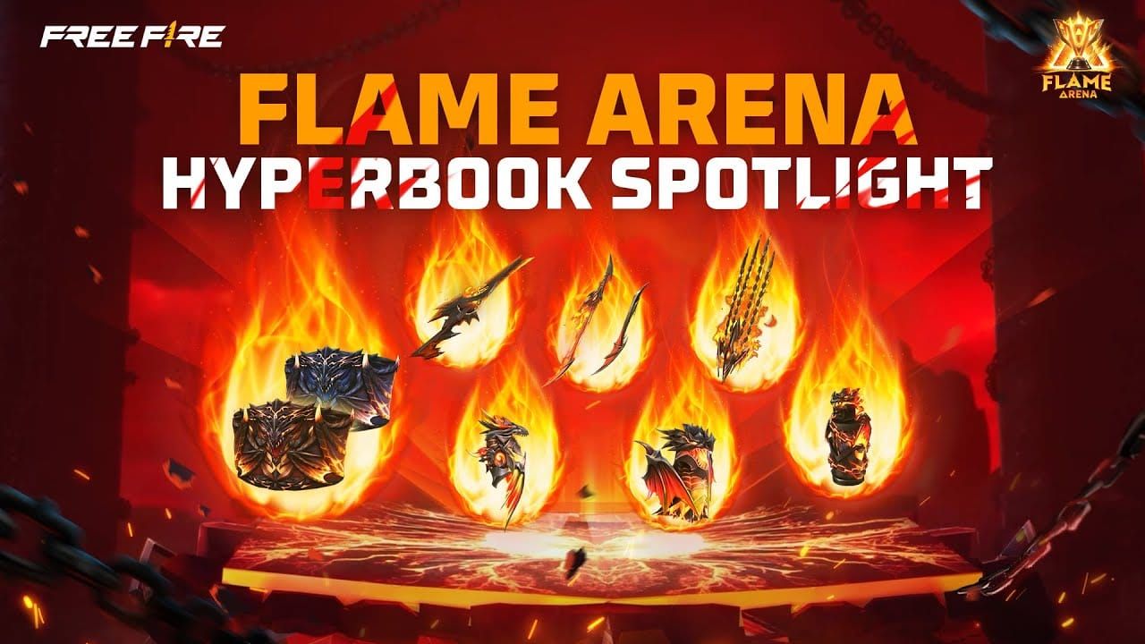 Screenshot of hot drop POIs and Weapon Racks in Free Fire Flame Arena