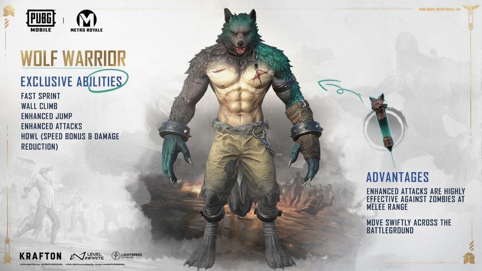 PUBG Mobile Bloodmoon mode Wolf Warrior transformation gameplay screenshot