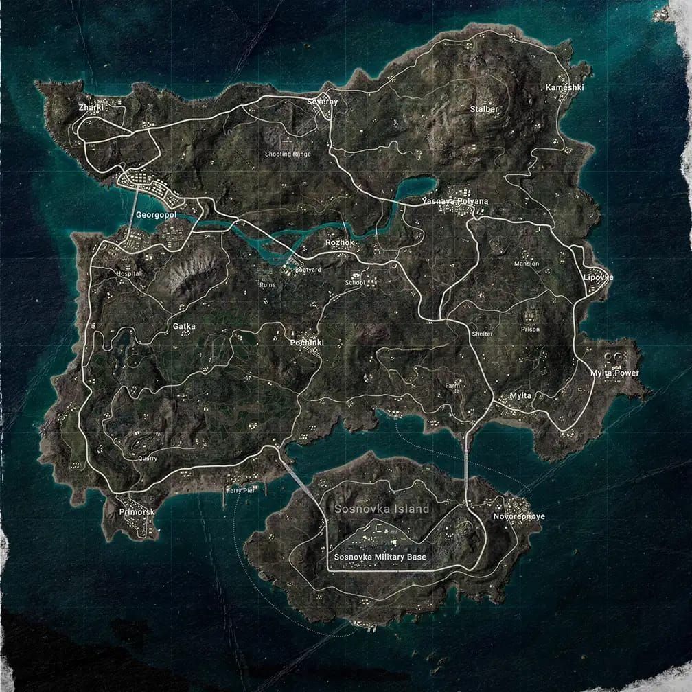 Дистанции обнаружения иконки спавна Баркла в PUBG Mobile на миникарте (видимость 50 м, приземление 20 м, взаимодействие 3 м)