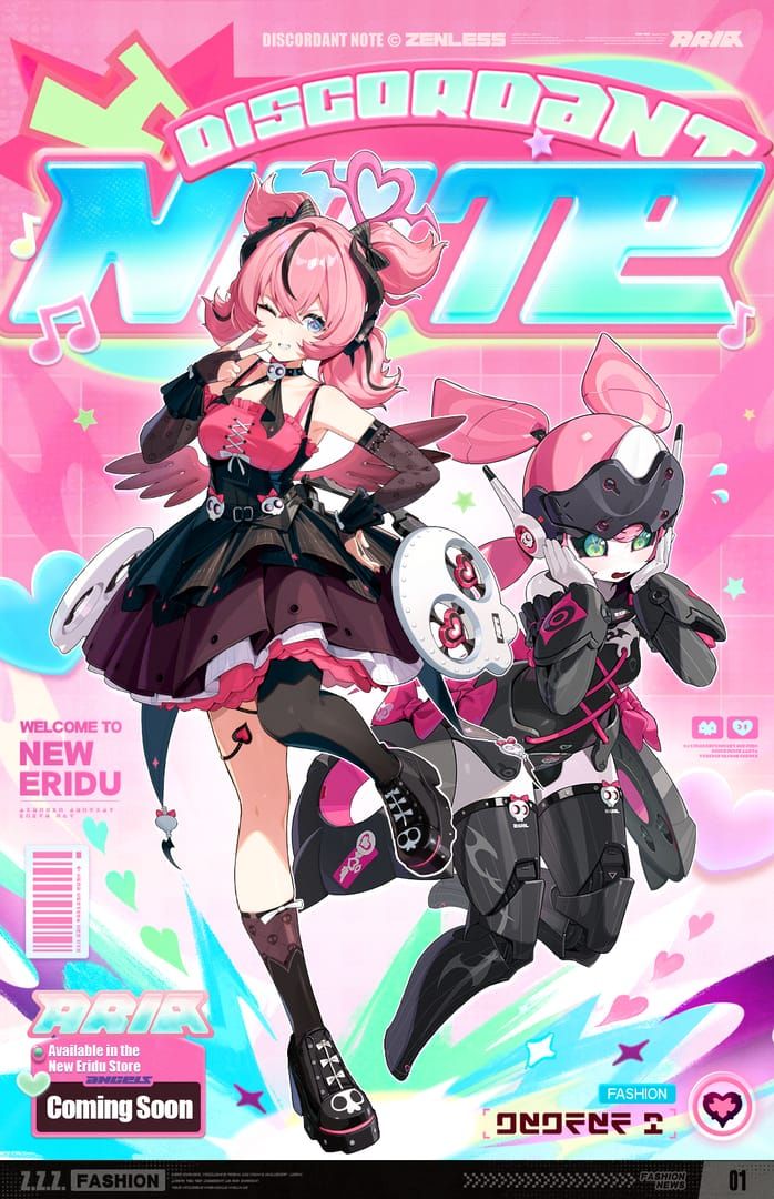 Aria wearing Discordant Note outfit in Zenless Zone Zero Signal Shop cosmetic