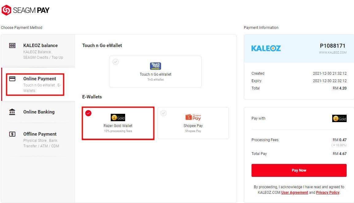 Razer Gold account summary showing MYR wallet currency