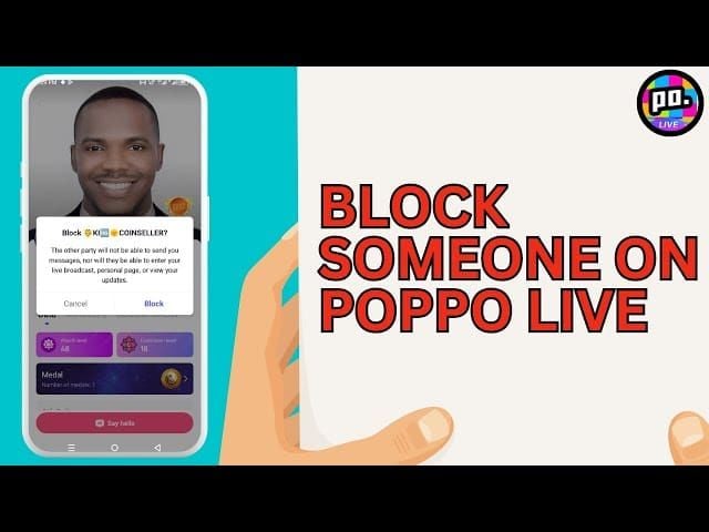 Интерфейс профиля пользователя Poppo Live, показывающий опцию блокировки пользователя