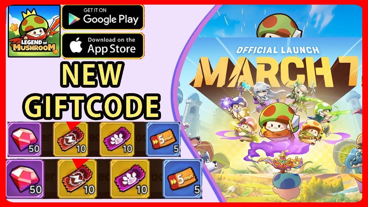 Official Legend of Mushroom Discord channel list highlighting the gift codes channel