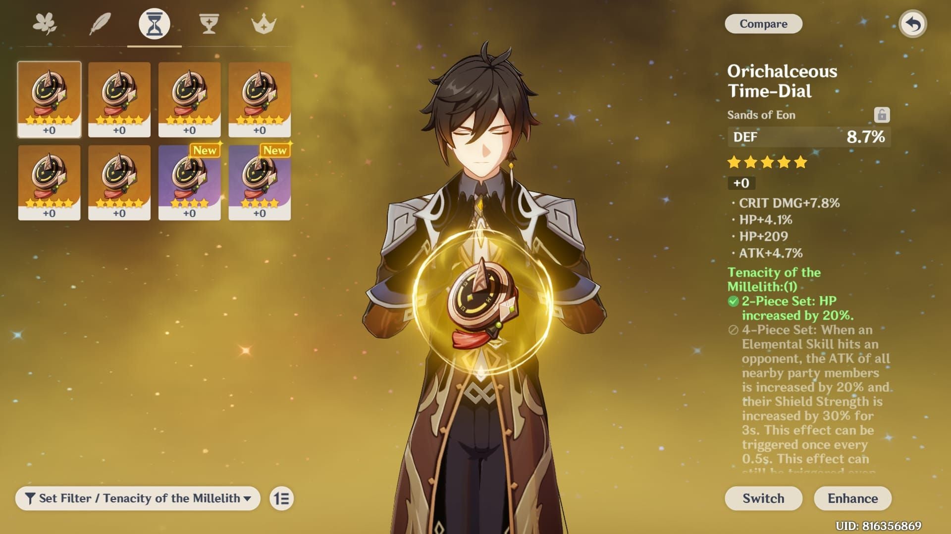 Tenacity of the Millelith 4-piece artifact set in Genshin Impact for Zhongli builds