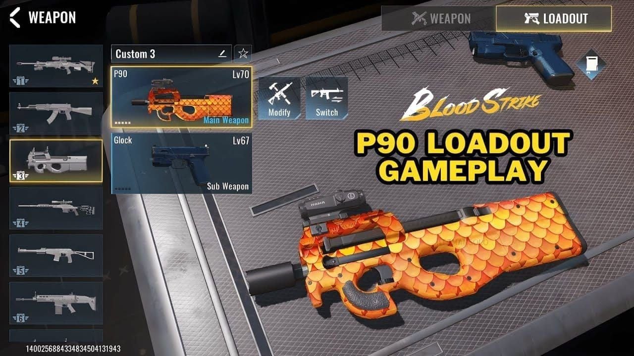 Экран настройки обвесов оружия Blood Strike для KAG-6