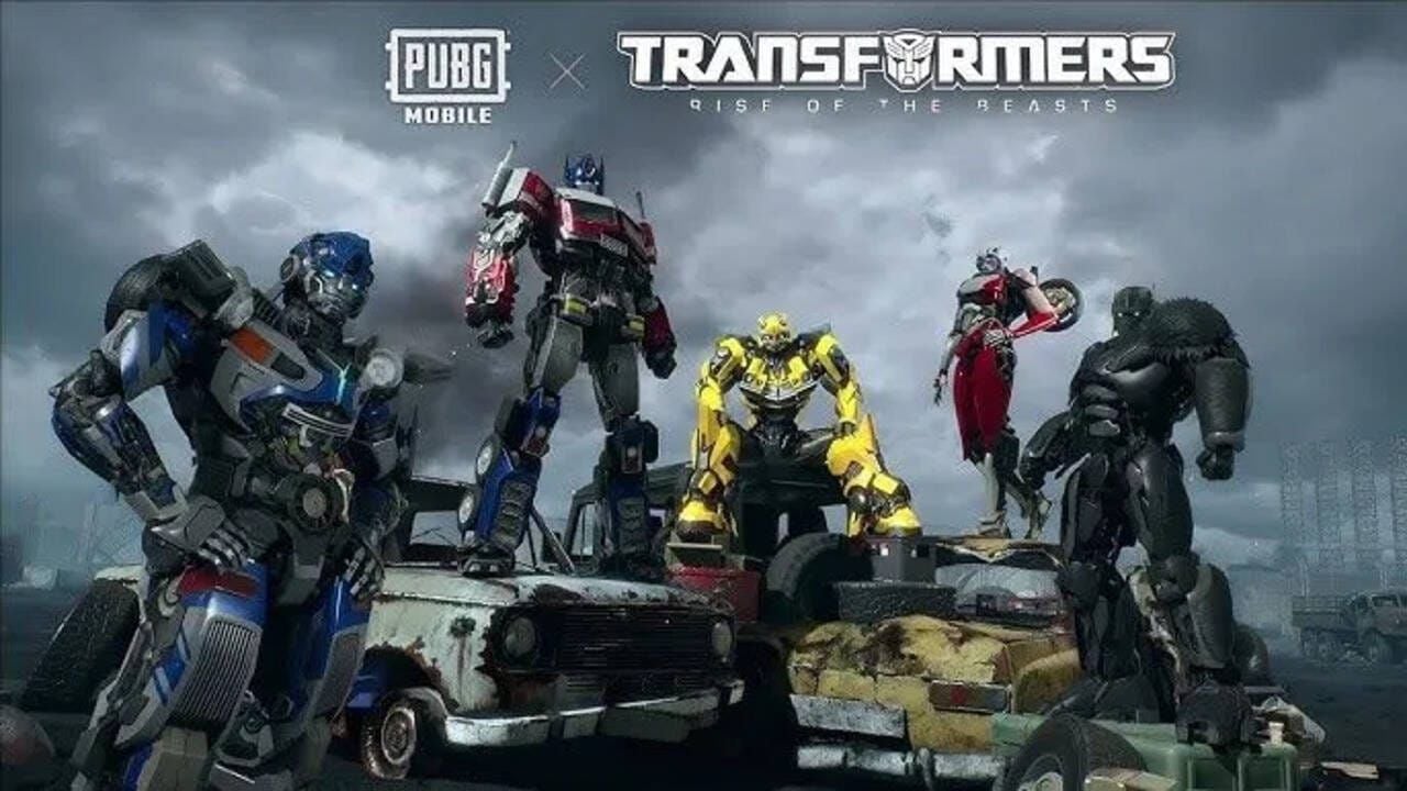 Кроссовер PUBG Mobile Transformers с Оптимусом Праймом, Мегатроном, Бамблби, Старскримом, Саундвейвом и Арси в форме роботов