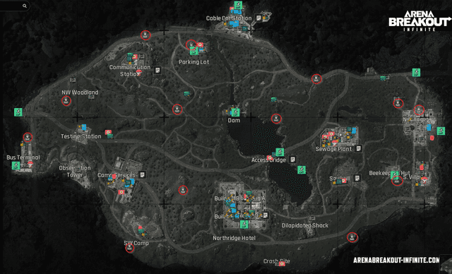 Arena Breakout maps of Farm, Valley, and Northridge