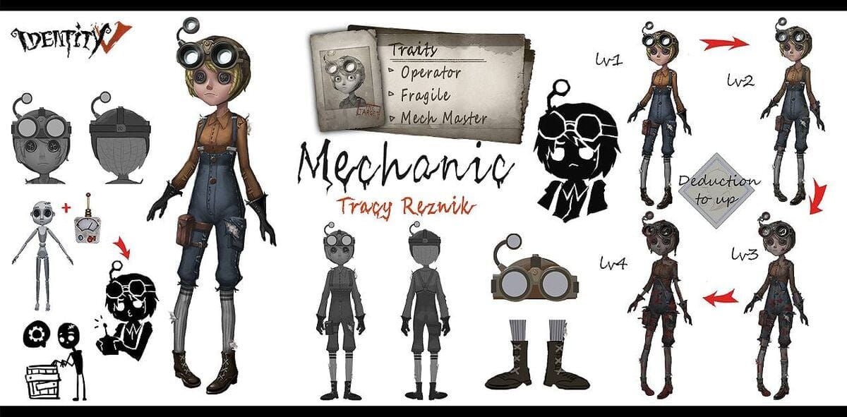 Скриншот игрового процесса Identity V, демонстрирующий синергию дуэта Механика и Жрицы с расшифровкой роботом и позиционированием порталов