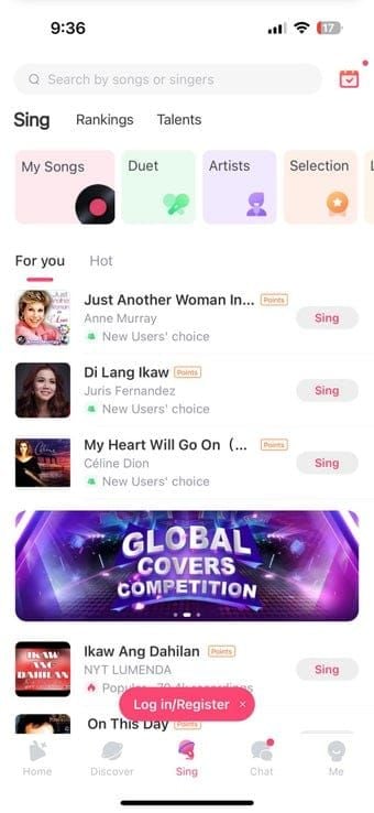 Сравнительная таблица K-pop песен на StarMaker, показывающая вокальные диапазоны и рейтинги сложности для Dynamite, Cupid и Butter