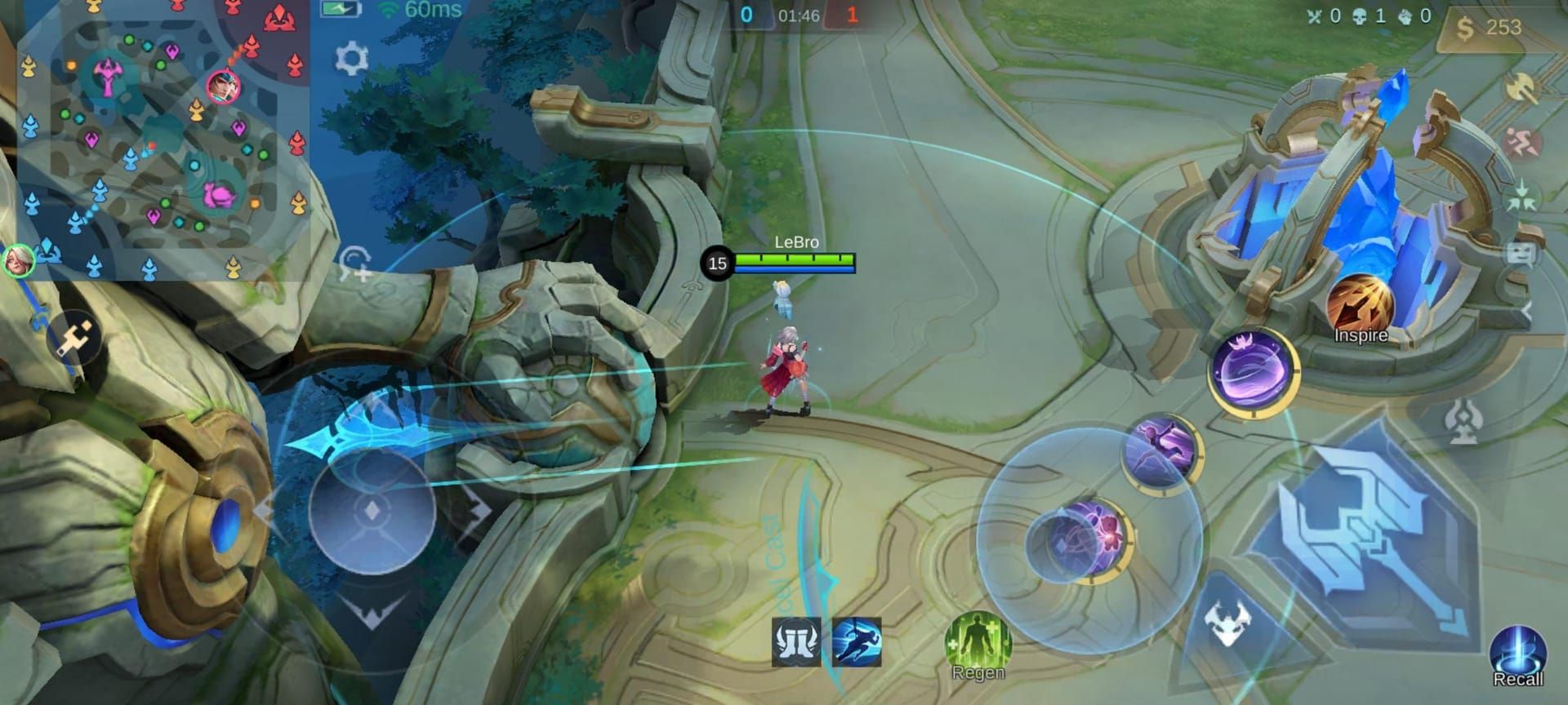 Настройка колеса навыков Mobile Legends с увеличенной кнопкой отмены применения