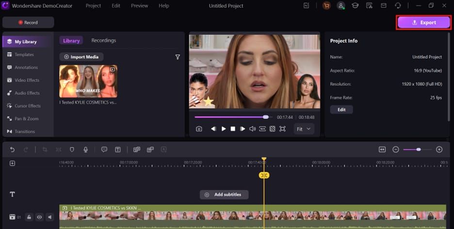 Интерфейс приложения Likee с инструментом ножниц AI Cut с ползунками временной шкалы и маркерами обнаружения сцен