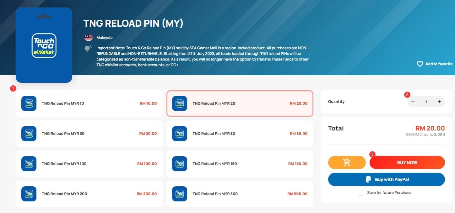 Пошаговое руководство по покупке пин-кодов пополнения TNG на RM50 на платформе BitTopup