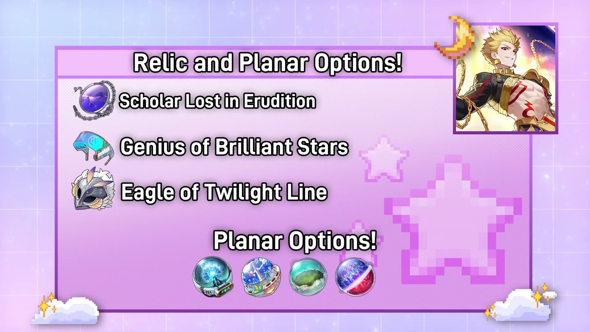 Gilgamesh Scholar Lost in Erudition relic options for Honkai Star Rail best characters to build