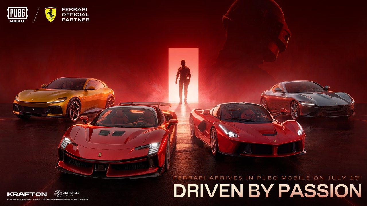 PUBG Mobile x Ferrari official lineup with Roma, Purosangue, LaFerrari and SF90