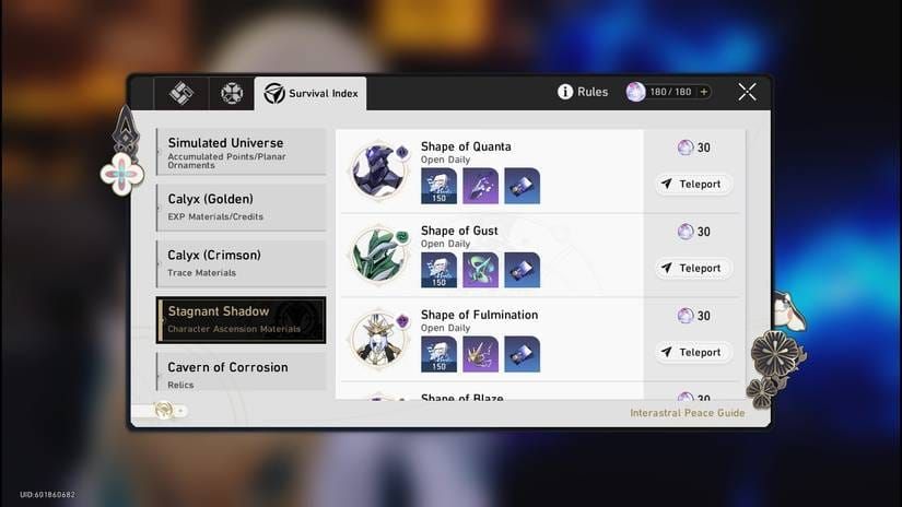 Stagnant Shadows farming guide screenshot in Honkai: Star Rail