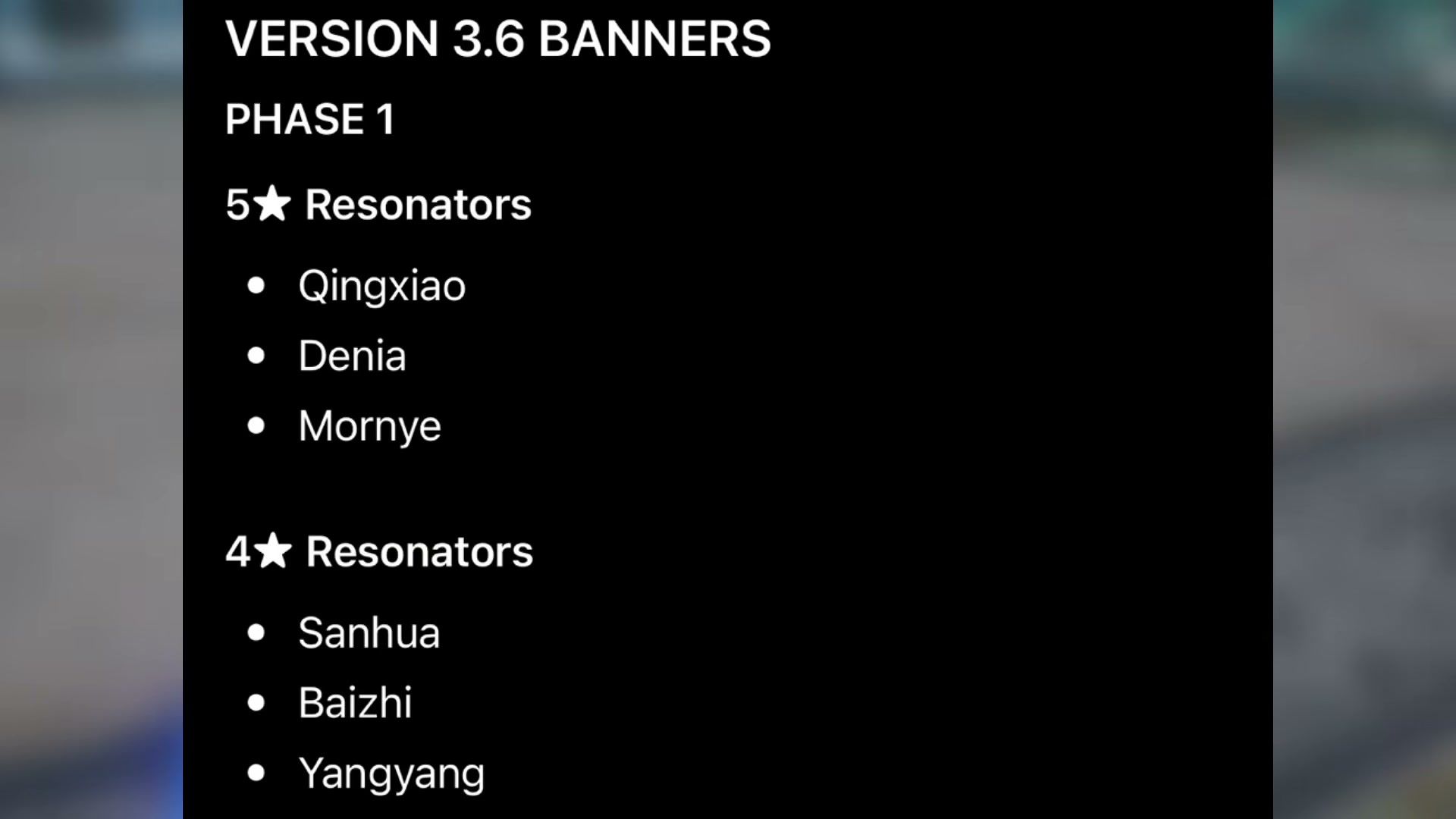 Wuthering Waves 3.6 Phase 1 banner list Qingxiao Denia Mornye