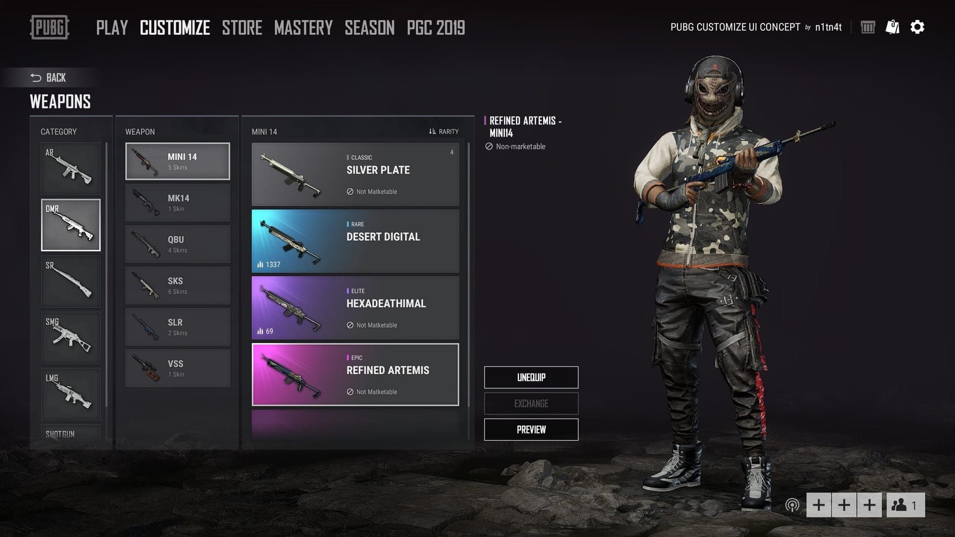 Экран кастомизации оружия PUBG Mobile, показывающий профессиональную настройку обвесов M416