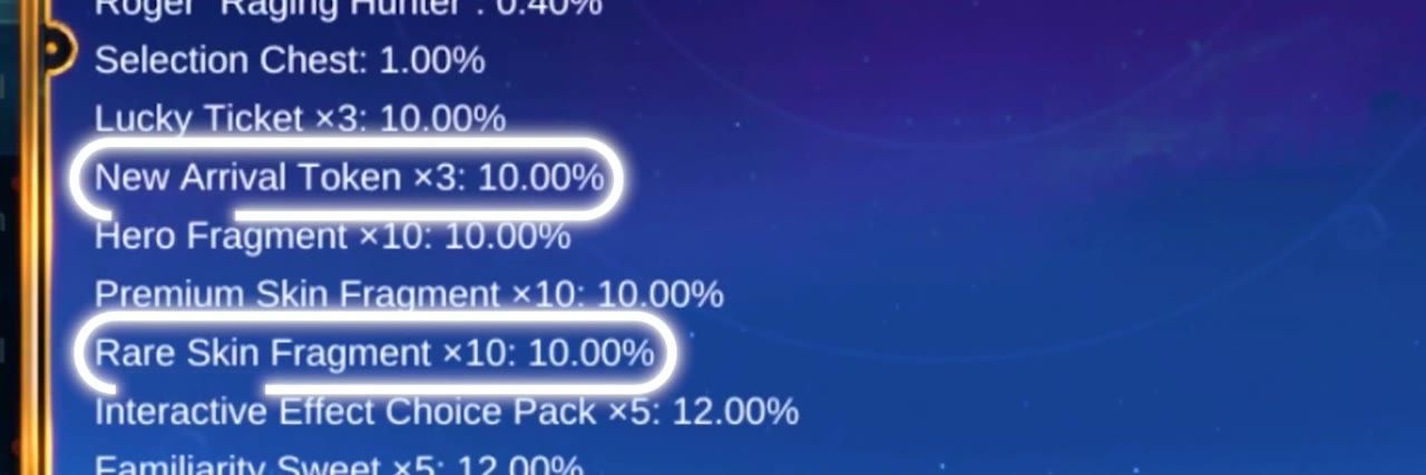 Magic Wheel Rare Skin Fragment and New Arrival Token rates