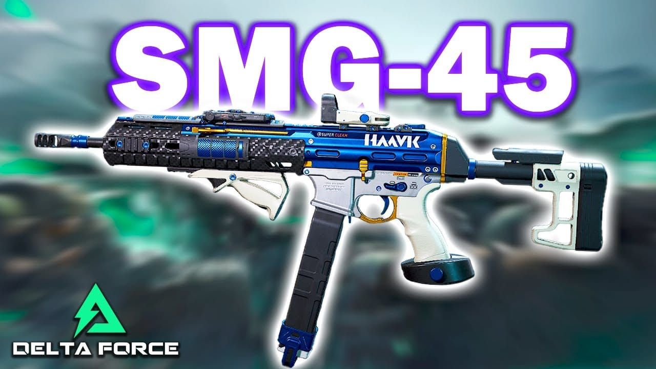 Вид снаряжения Delta Force SMG-45 Vector для ближнего боя с глушителем и рукоятками