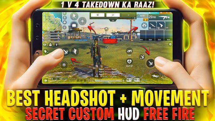 Оптимизированная раскладка HUD Free Fire, показывающая универсальное расположение кнопок и их размер для режимов игры BR и Clash Squad