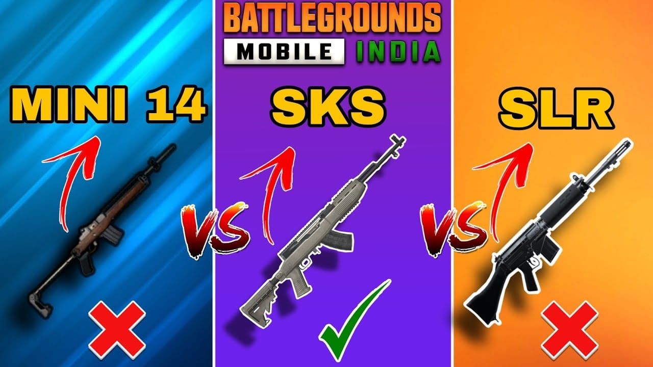 PUBG Mobile 4.2 SKS vs Mini14 stats comparison including damage velocity capacity