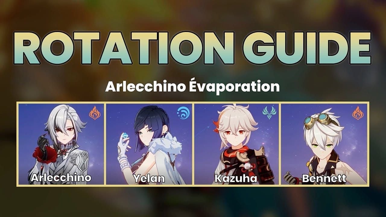 Arlecchino team composition with Yelan, Bennett, and Kazuha in Genshin Impact