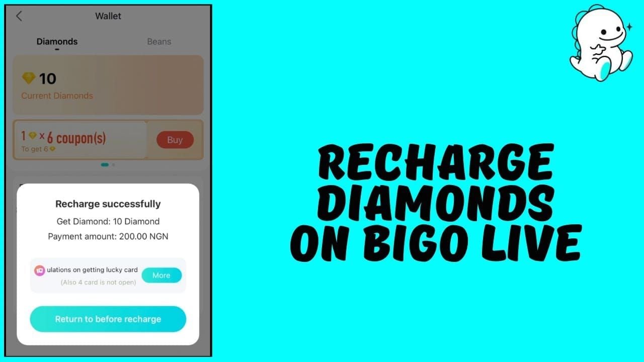 BIGO Live desktop interface showing the location of the Recharge button in navigation
