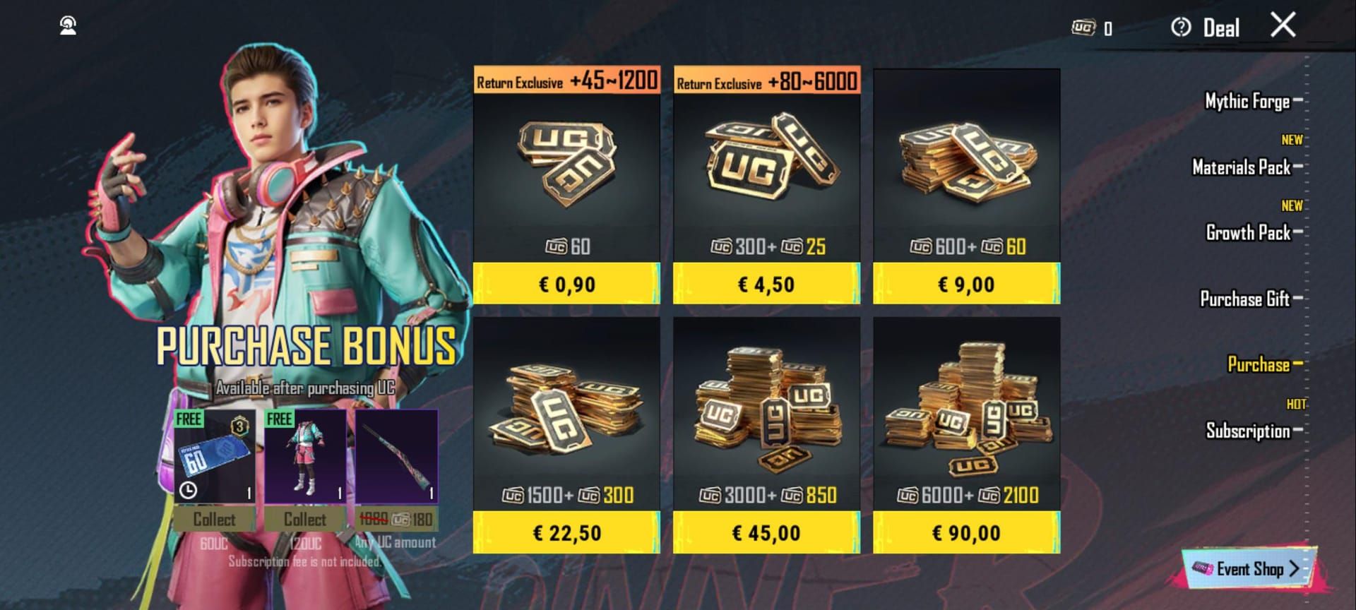 Comparison of PUBG Mobile UC Station random pack outcomes for active and returning players