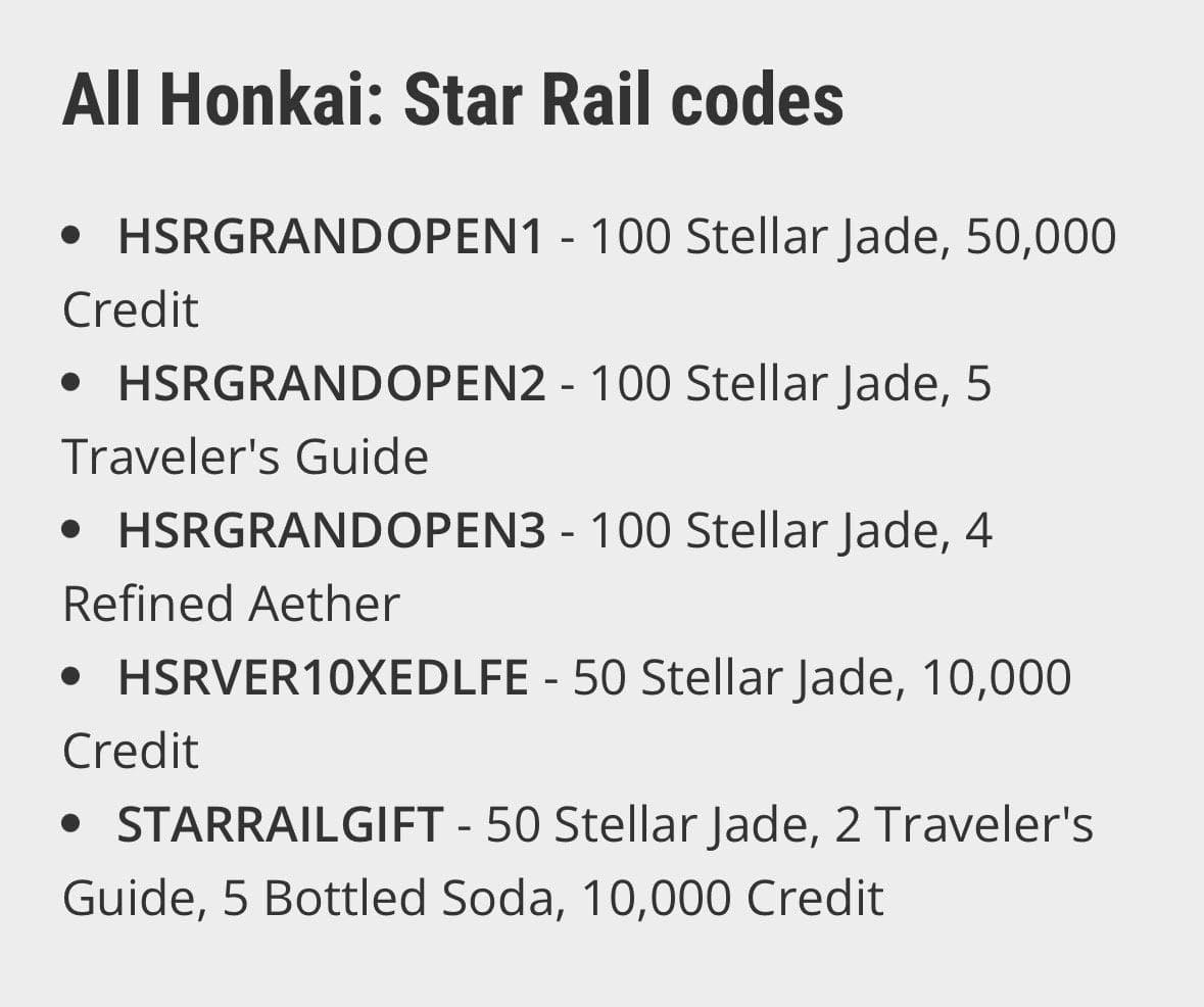Интерфейс ввода промокодов Honkai: Star Rail на официальной странице подарков