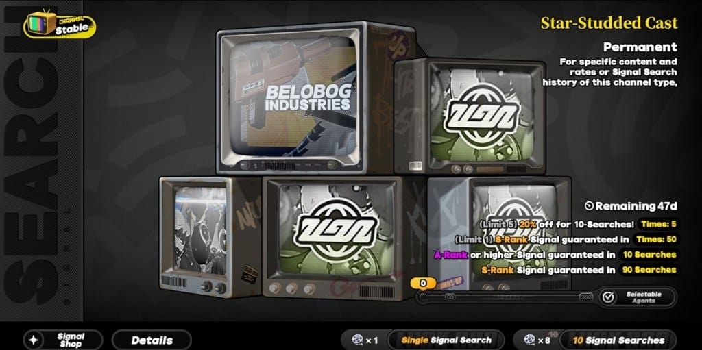 Zenless Zone Zero banner pity history interface showing pull records and S-Rank history