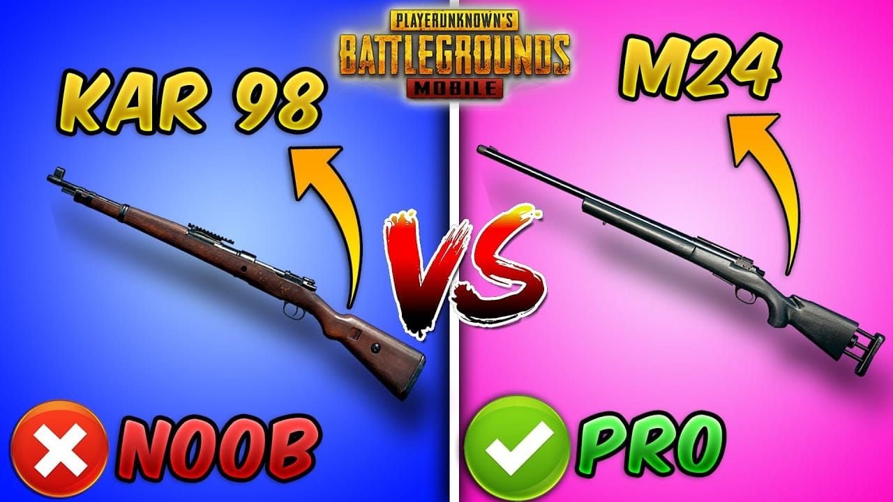 PUBG Mobile Kar98k and M24 sniper rifles with weapon statistics