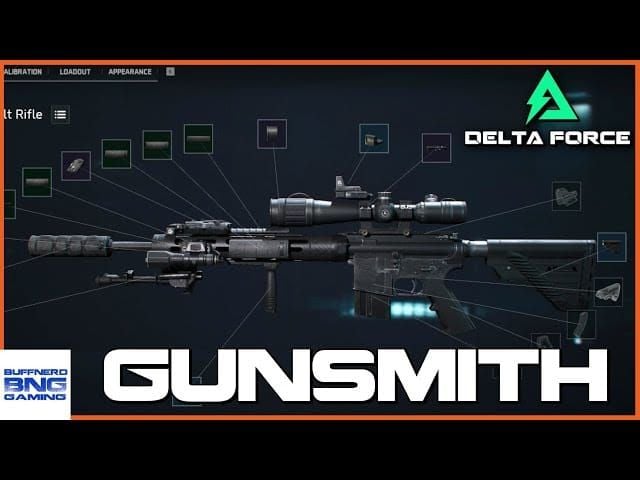 Интерфейс насадок оружия Delta Force Season 7, отображающий варианты прицела VMX, стального дульного тормоза и рукоятки EC