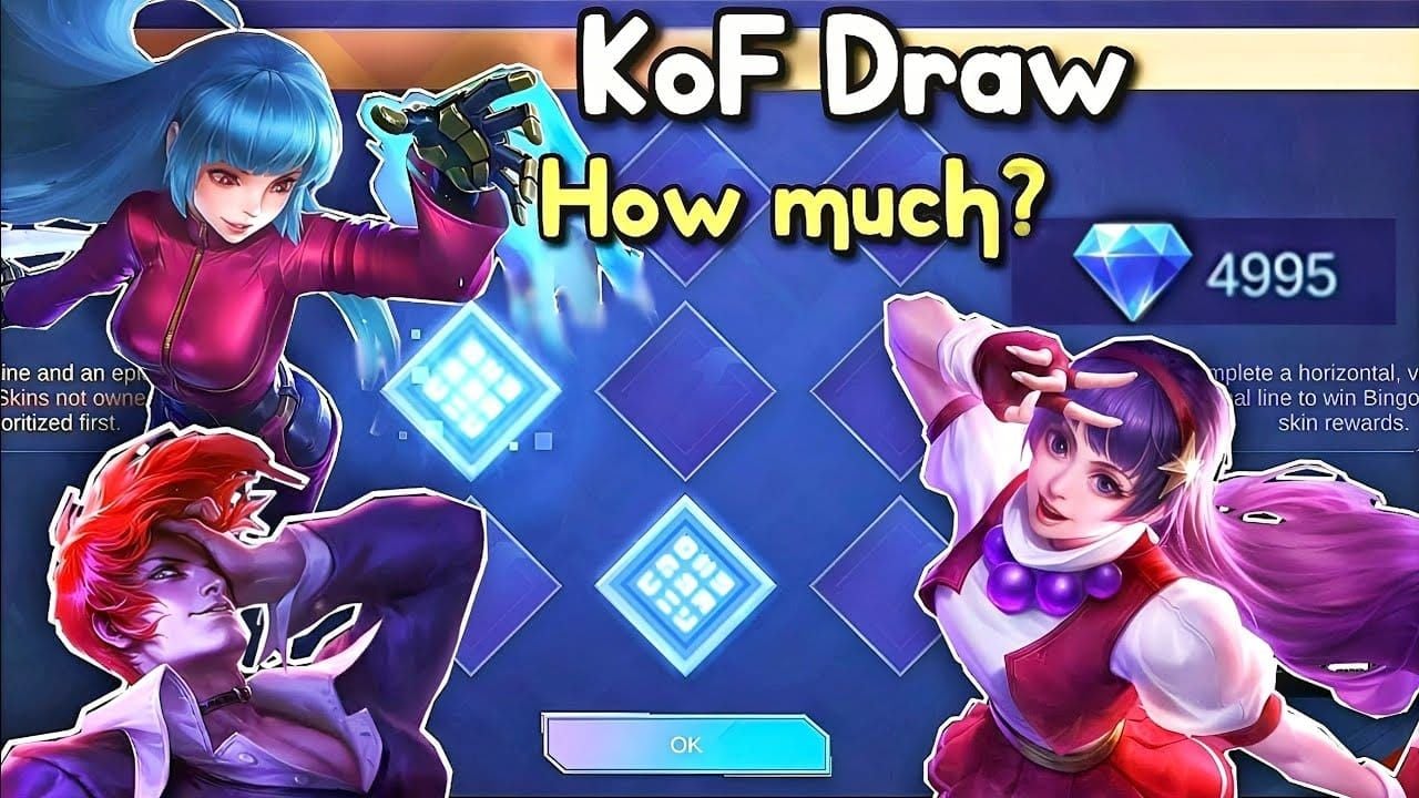 Comparison chart of Mobile Legends Bang Bang KOF event draw prices and discounts