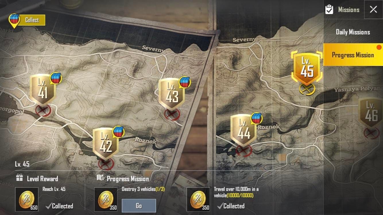 PUBG Mobile RP mission point comparison chart