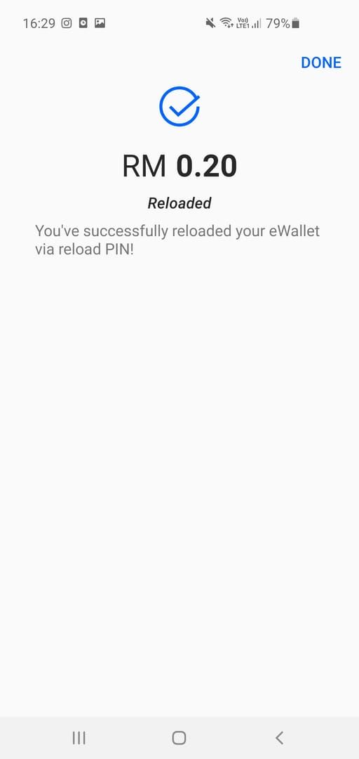 Скриншот функции активации пин-кода в приложении TNG eWallet для мгновенного пополнения
