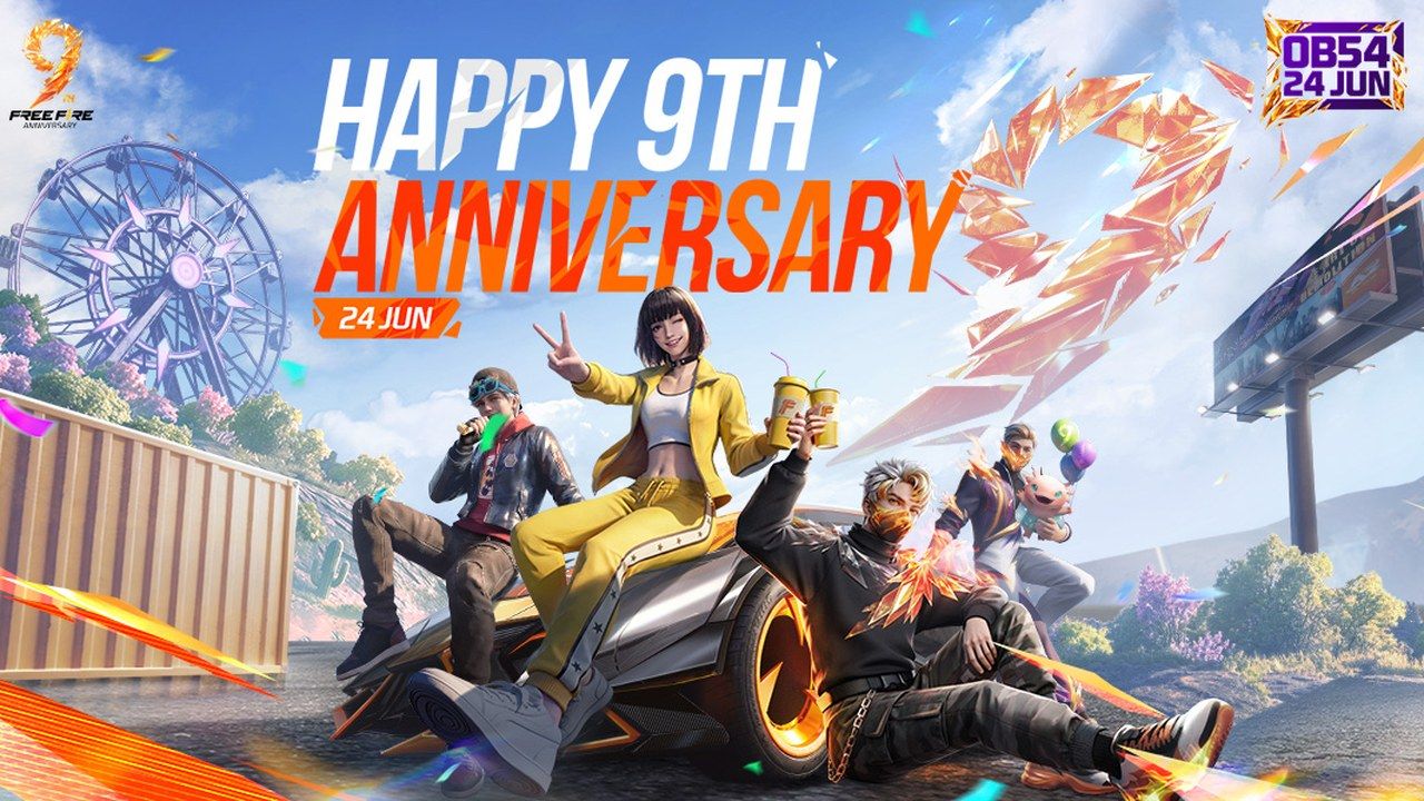 Официальный баннер 9-й годовщины Free Fire в обновлении OB54 от 24 июня