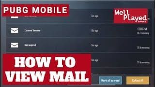 PUBG Mobile mail screen displaying redeemed code rewards in system tab