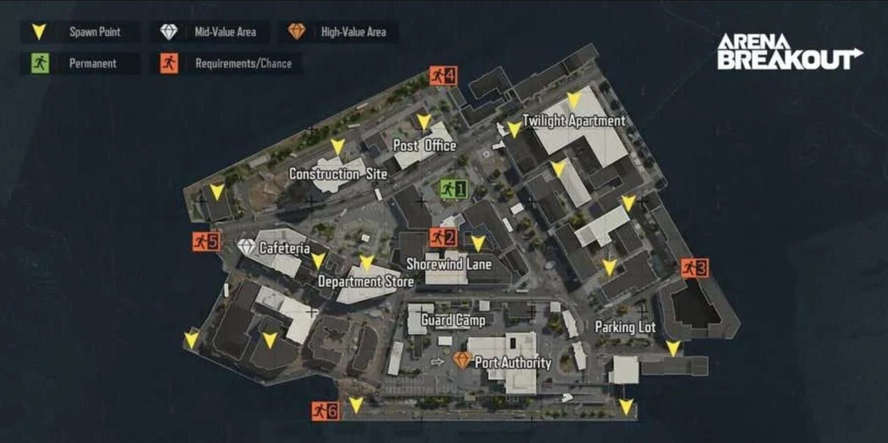 Arena Breakout Mobile Season 4 Airport map with all encrypted safe locations marked