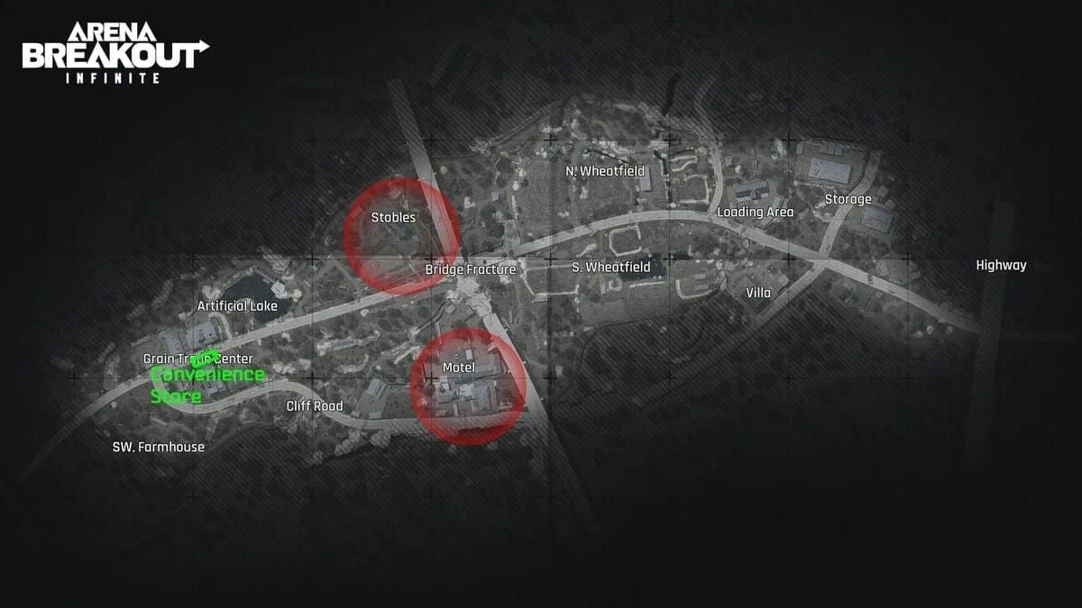 Fast 3/3 encrypted safes route guide: Grain Trade Center to Stables to Motel in Arena Breakout Mobile