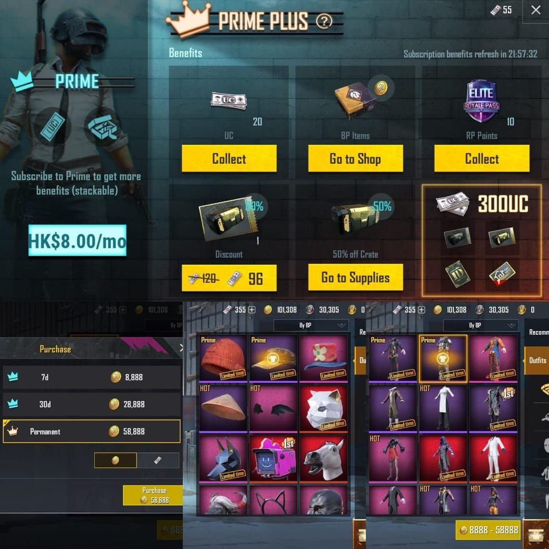 Эксклюзивные косметические предметы PUBG Mobile Prime Plus, включая скины оружия и наряды персонажей