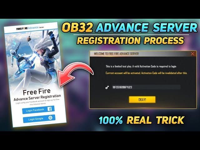 Интерфейс портала регистрации Free Fire OB52 Advance Server