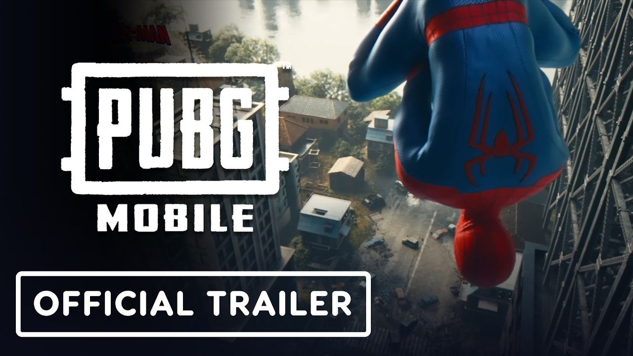 Кадр из официального трейлера PUBG Mobile Spider-Man Brand New Day на фоне карты города