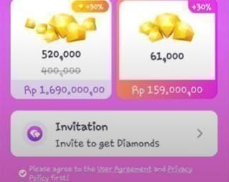 Интерфейс пополнения Chamet Diamond с таймером флеш-распродажи