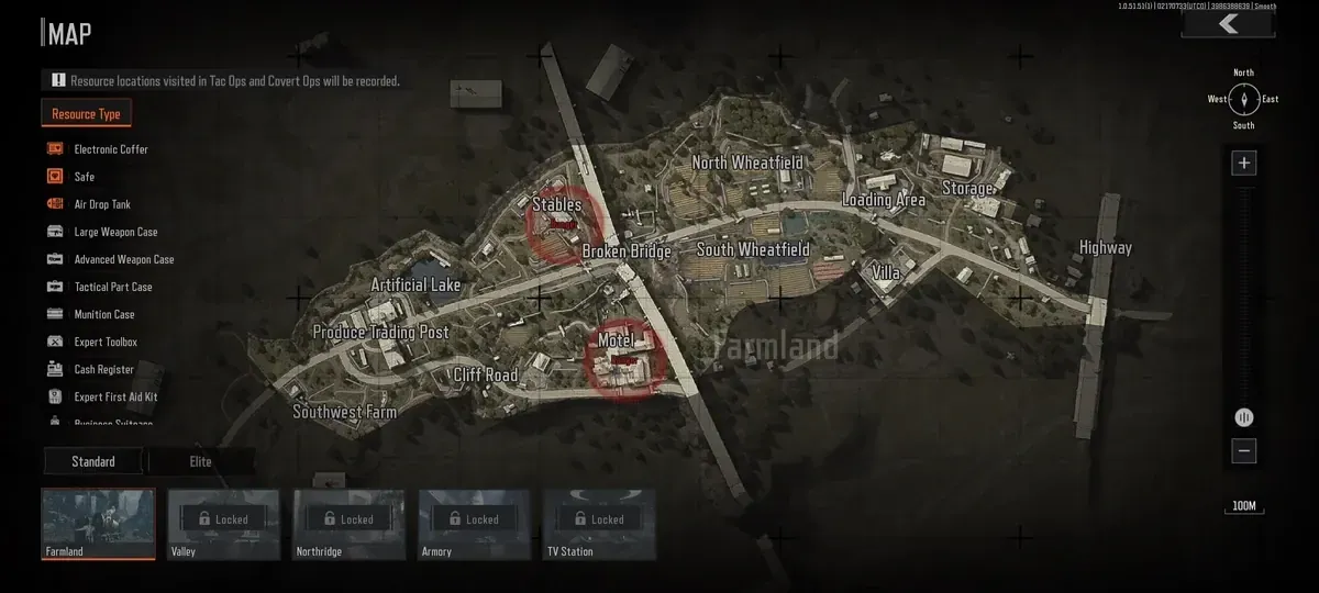 Arena Breakout Infinite three maps comparison showing Farm, Valley, and Northridge layouts