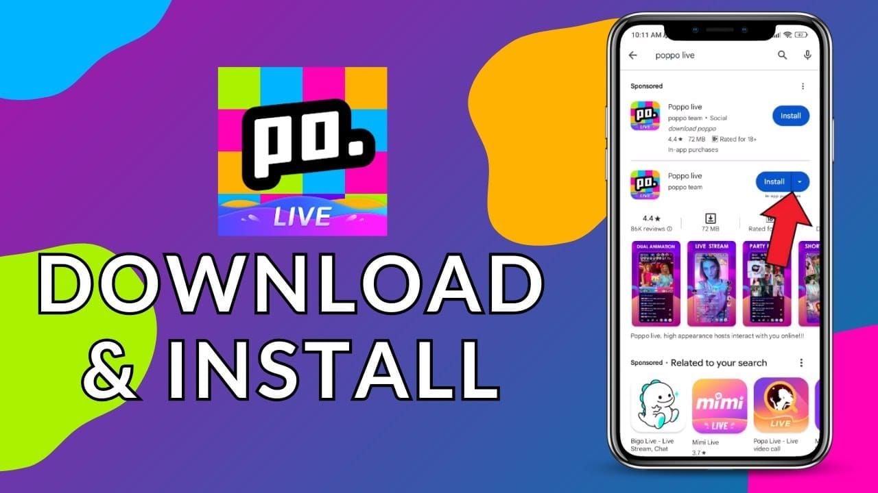 Пошаговое руководство по установке, показывающее, как загрузить Poppo Live из Google Play Store на эмуляторе ПК