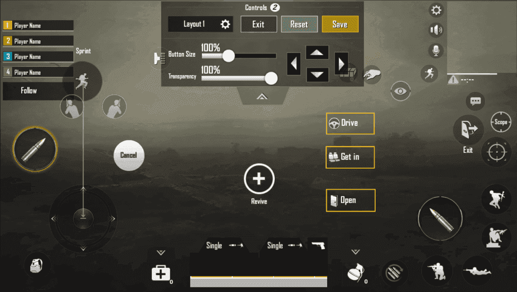 Интерфейс прицеливания миномета в PUBG Mobile, показывающий режимы прямой и непрямой стрельбы