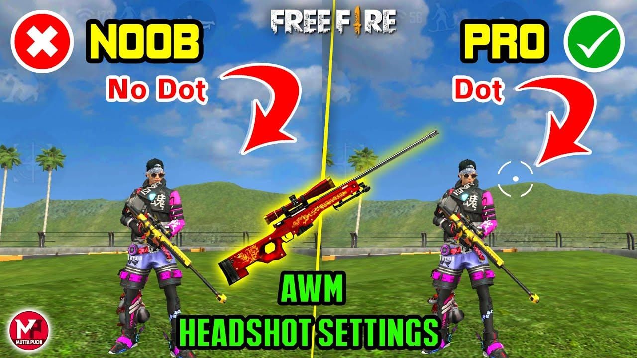 Скриншот Free Fire с размещением прицела на уровне головы