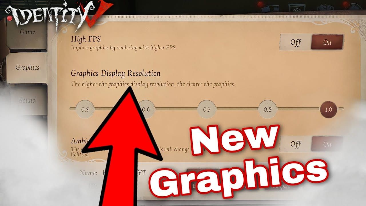 Identity V PC client low graphics settings menu for reduced lag