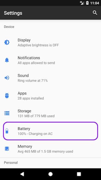 Android settings interface for MICO Live battery usage set to Unrestricted