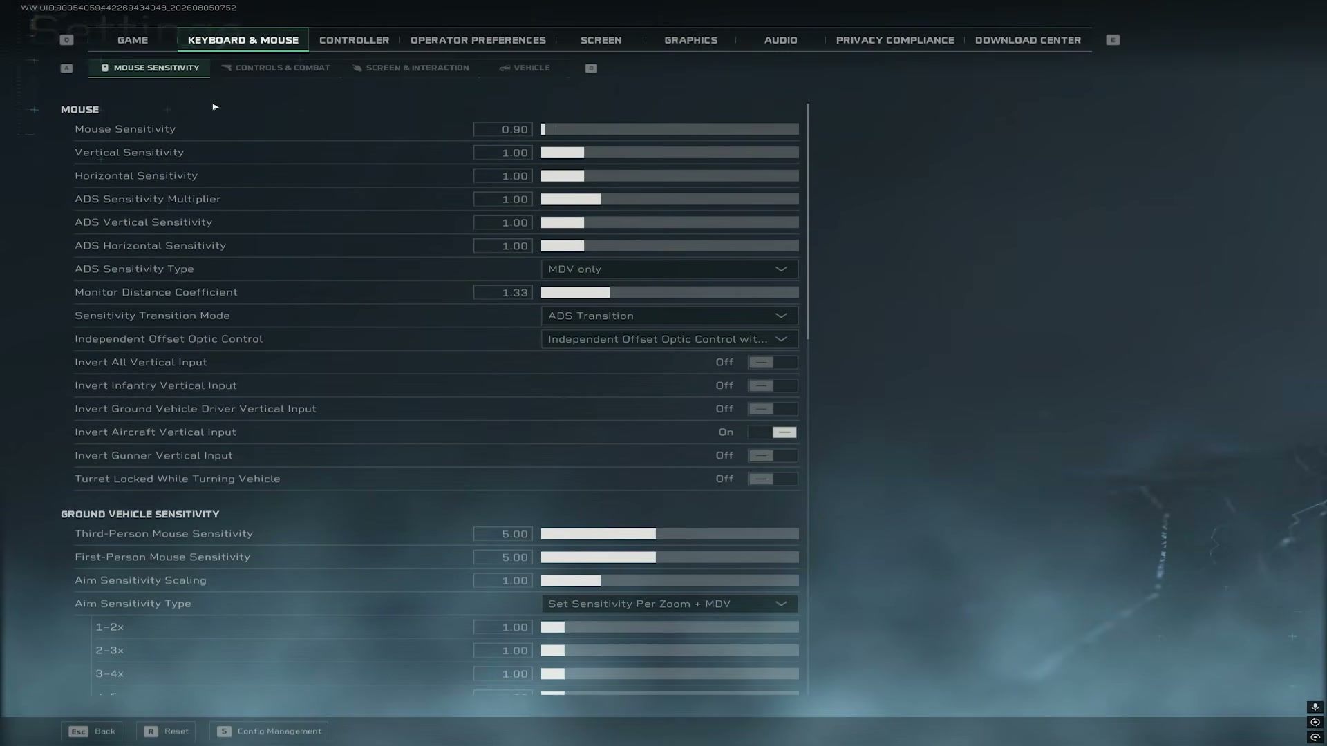 Чувствительность мыши Delta Force: настройки MDV 1.33